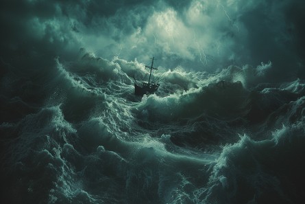Boat on a stormy sea
